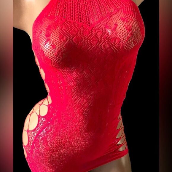Red Halter l Top l Cover-up l Intimate l OS High-Stretch l Nwot - Picture 2 of 8